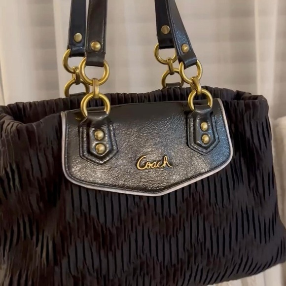 Coach Ashley Gathered Satin Carryall Tote / Satchel